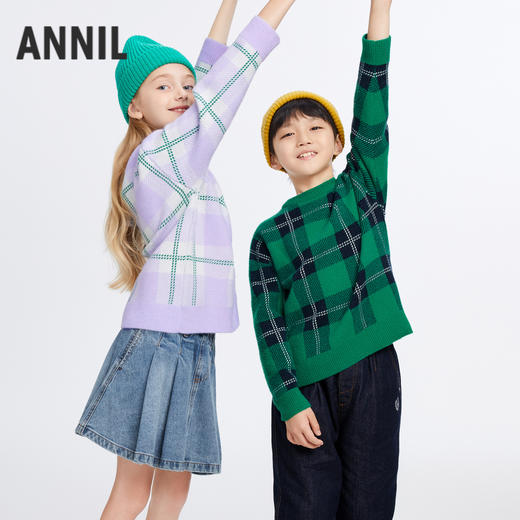 男童女童圆领针织衫冬季新款安奈儿童装EM444630 商品图3