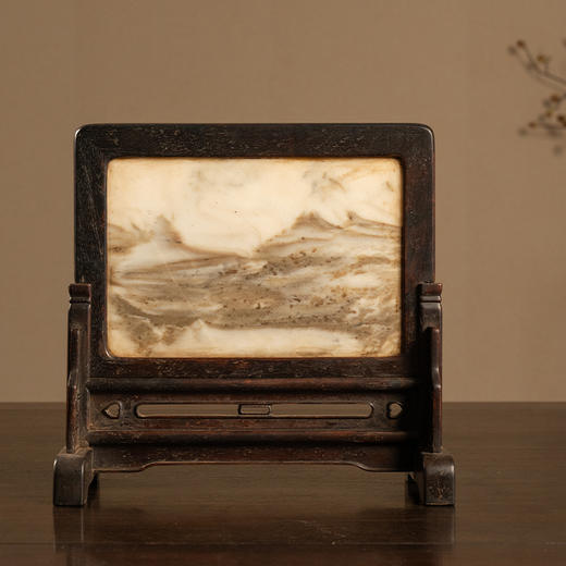 清 紫檀镶云石砚屏 商品图0