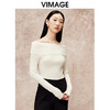 VIMAGE纬漫纪时尚性感露肩一字领修身长袖针织衫秋季新款V2201820 商品缩略图2