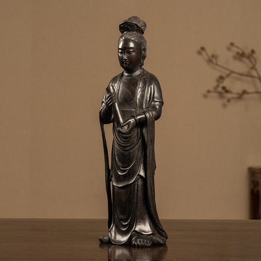 清 紫檀木雕持卷仕女摆件 商品图4