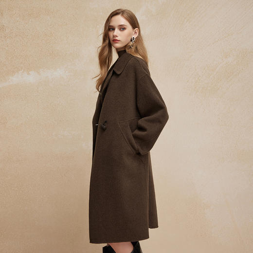 PH91924新款双面呢简约廓形时尚通勤长款羊毛大衣 商品图2