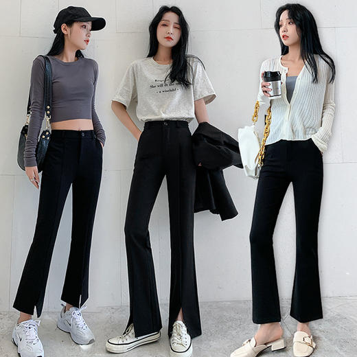 【时尚微喇开叉裤】 显高显瘦显腿长 简约干练 气质减龄 高弹亲肤 版型易搭 轻松穿出你的优雅气质范er 商品图1