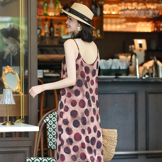 OY-24502法式茶歇缎面吊带裙2024夏季新款宽松气质显瘦长款连衣裙24502 商品图3