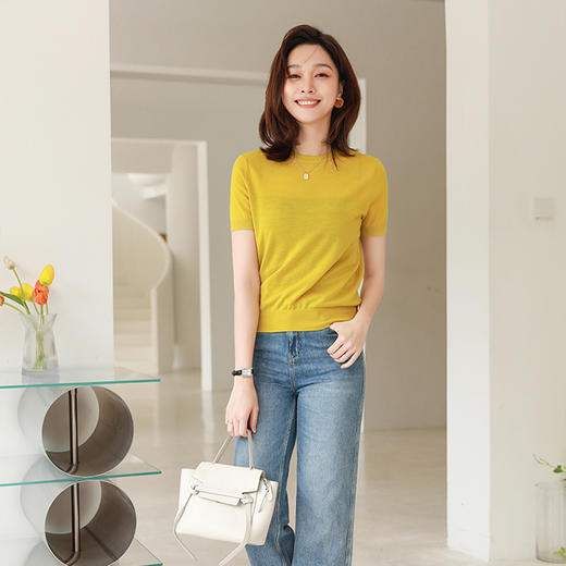 火桐hooton 纯色圆领羊毛短袖 YT2052 商品图3