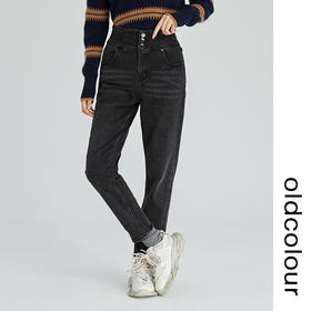 oldcolour2022冬季新款黑色高腰直筒显瘦时尚百搭九分牛仔裤女GN41113989