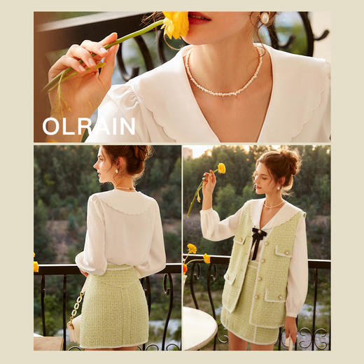 
OLrain欧芮儿法式白色衬衫女秋季通勤时尚衬衣显瘦气质长袖上衣 商品图2