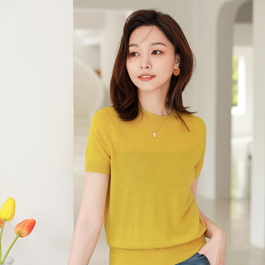 火桐hooton 纯色圆领羊毛短袖 YT2052 商品图1