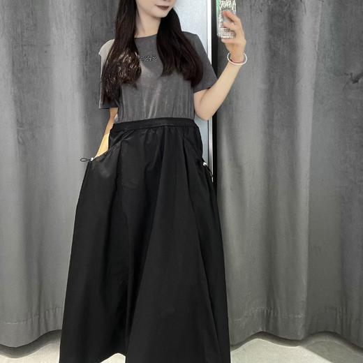 4-20MZ圆领面料拼接短袖连衣裙40619（黑） 夏季 942200200321 商品图0