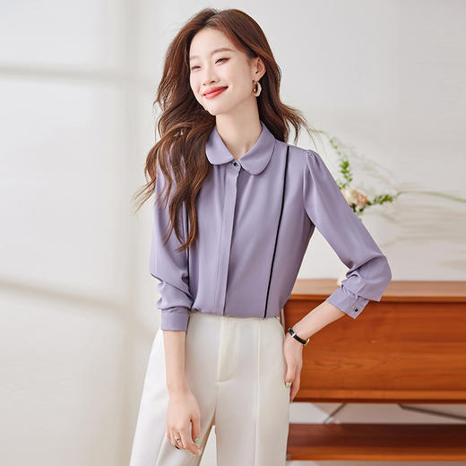 Q135新款长袖气质衬衣白色洋气时尚百搭小众设计感韩版衬衫 商品图4