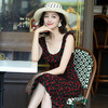 OY-24508夏季新款碎花无袖连衣裙优雅红色显瘦修身吊带鱼尾裙24508 商品缩略图3