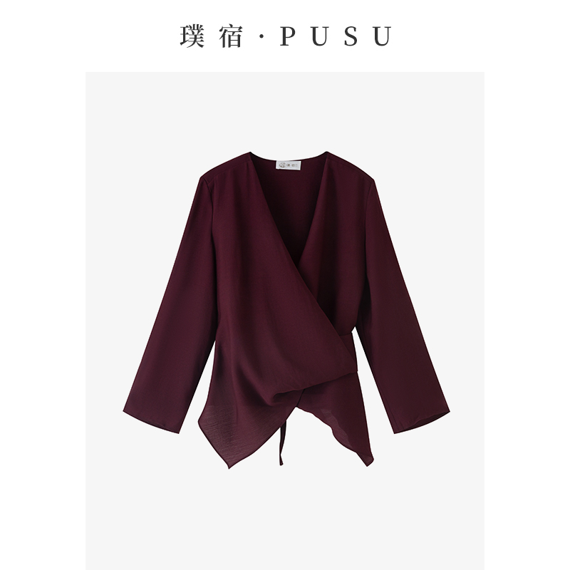 54543  璞宿PUSU蝉翼 双层醋酸皱围裹式上衣