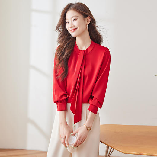 Q136新款长袖气质衬衣白色洋气时尚百搭小众设计感女士韩版衬衫 商品图4