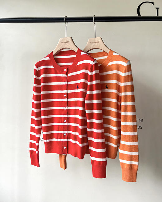 单品包邮现货 THS 8.10-无 RL家 马球小马标刺绣羊绒条纹开衫 2色 BM3151 商品图6