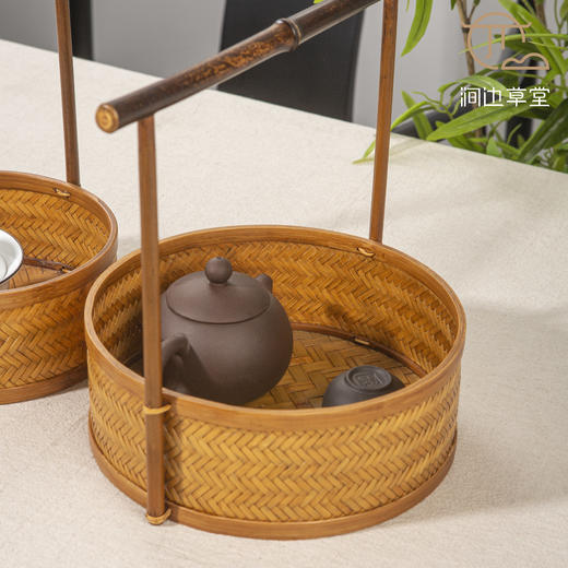 手工竹编容水竹正圆提盒提篮 商品图2
