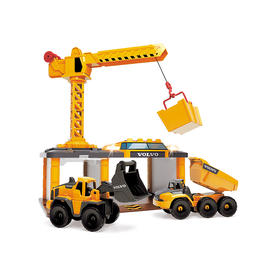 Dickie 仿真声光塔吊车儿童玩具沃尔沃工程站套装推车斗车男孩