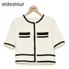 oldcolour短款外套2023春季新款撞色圆领直筒短袖上衣女P13041335 商品缩略图0