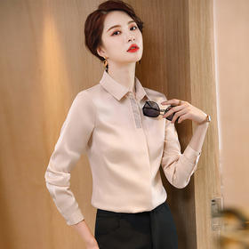XZ-KR-2217白色加绒衬衫女新款加厚保暖上衣职业气质工作服长袖衬衣