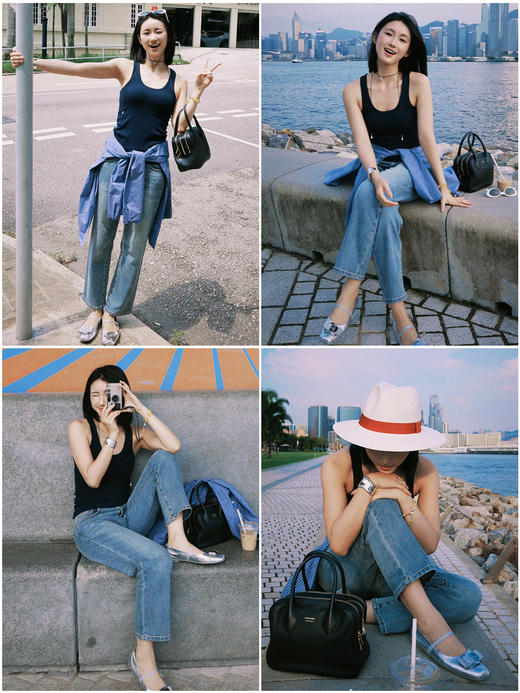 HIDEMI 多重水洗做旧显瘦复古中低腰九分小脚牛仔裤 商品图4