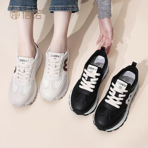 信诺女鞋子小白鞋运动鞋2024新款秋季软底阿甘厚底女士复古休闲鞋Q5063-5 商品图7