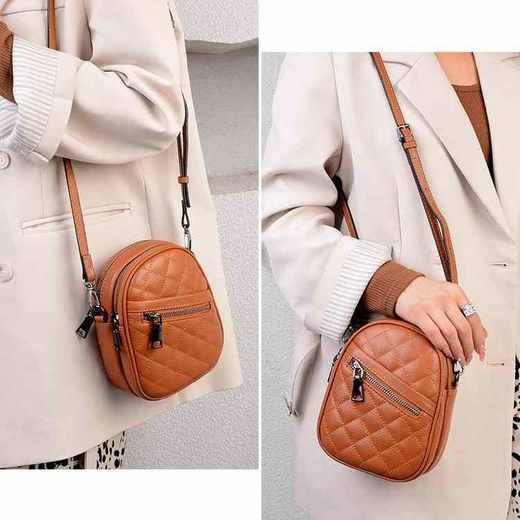 【简约格调】百尚尊丽 真皮菱格斜跨小包  A22705（3-5天发货） 商品图4