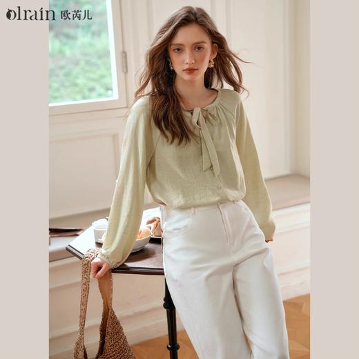 
OLrain欧芮儿法式飘带长袖衬衫女早秋2024年新款时尚通勤气质衬衣 商品图0