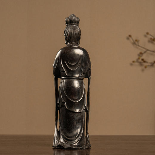 清 紫檀木雕持卷仕女摆件 商品图1