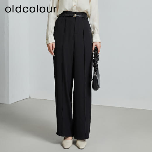 oldcolour秋季新款黑色流行休闲直筒西装裤子女P310703A1 商品图0
