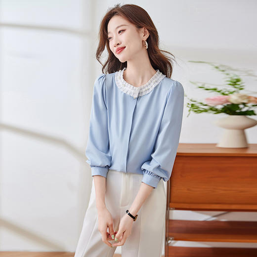 Q2001新款长袖衬衫气质白色时尚百搭女士春季小众设计感通勤衬衫 商品图4