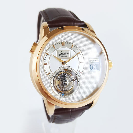 【95新正品】格拉苏蒂PANO CLASSIC系列18K玫瑰金39MM陀飞轮大日历自动机械机芯男表93-01-01-01-04 020724NJS09 商品图2