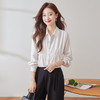 Q191新款长袖春秋气质衬衣白色时尚小众通勤设计感法式翻领衬衫 商品缩略图0