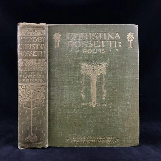 约20世纪早期 克里斯蒂娜·罗塞蒂诗集 弗洛伦斯·哈里森36幅彩色手工贴图34幅黑白插图 漆布精装16开 商品图0