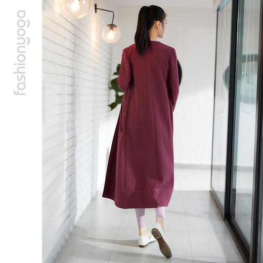 FM08386禅意长麻厚长款瑜伽外套休闲上衣（不含胸垫） 商品图5