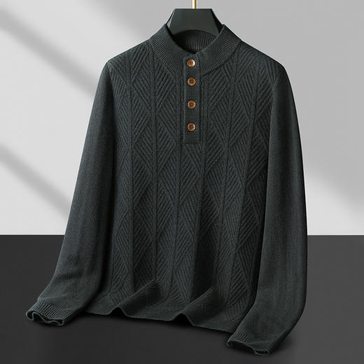 【绵羊毛】【新款DWP】大依优型大码羊毛衫针织衫立领加肥加大毛衣大号胖子宽松毛衫男装上衣打底 商品图5