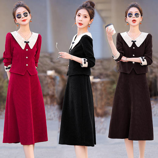 2024秋装潮流盘扣修身松紧腰套装套裙HR-XYFS6585 商品图1