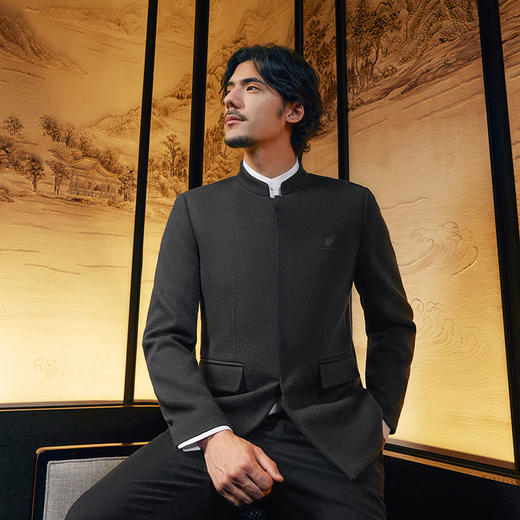 【中华立领】柒牌西服男2024秋季新款商务休闲含羊毛舒适西装外套	127C70710 商品图1