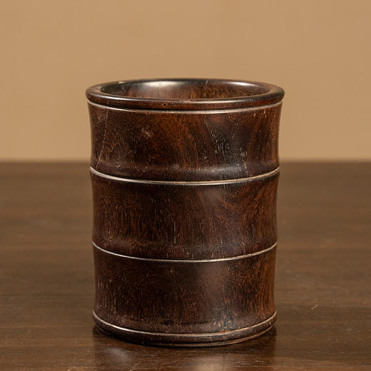 清 紫檀竹节工笔筒 商品图0