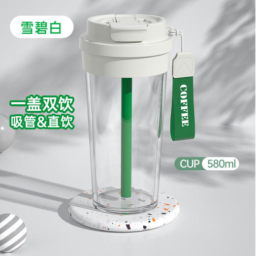 【一杯三饮！随心选择】新款铃兰双饮咖啡塑料杯时尚高颜值车载大容量吸管水杯礼品杯子，硅胶密封，滴水不漏，轻松出行无压力。ry 商品图8