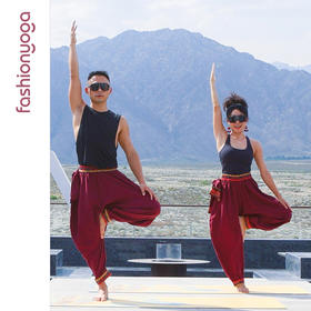 FM14929禅风棉麻系带灯笼裤