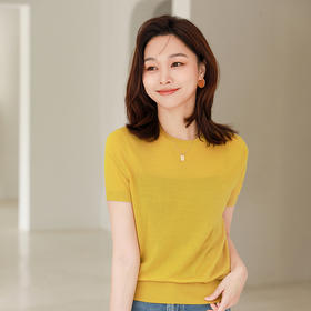 火桐hooton 纯色圆领羊毛短袖 YT2052