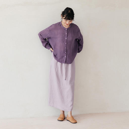 绽放旅行女装581朵/优质天丝苎麻圆领长袖衬衫垂顺皱纹处理小开衫 商品图2