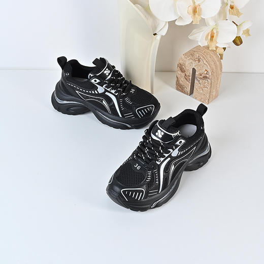 经典鲨2024年秋款安可拉红韩版网面舒适透气老爹鞋休闲鞋女KW160-D37231 商品图5