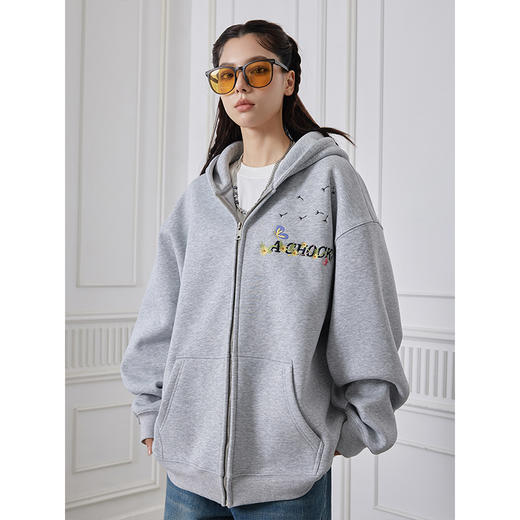 【Achock官方店】潮牌拉链开衫运动休闲美式花卉刺绣重磅开衫卫衣 商品图3