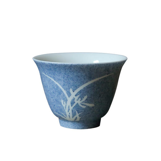 茶香记 洒蓝兰花品杯50ml洒蓝釉陶瓷茶杯传统工艺主人杯功夫茶具 商品图4