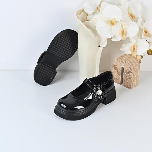 经典鲨2024年秋新款百搭黑色圆头时尚玛丽珍浅口粗跟单鞋女KW79-D37031 商品图2