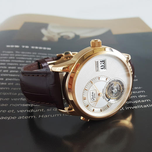 【95新正品】格拉苏蒂PANO CLASSIC系列18K玫瑰金39MM陀飞轮大日历自动机械机芯男表93-01-01-01-04 020724NJS09 商品图4