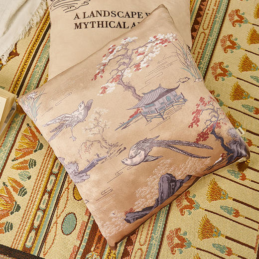 【办公团】大英博物馆 东方梦境系列 丝绒 沙发靠垫国风腰枕抱枕 商品图2