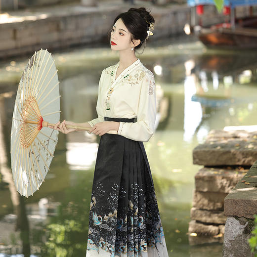 高端汉服明制通勤日常重工织金汉服套装新中式马面裙MLS158 商品图1