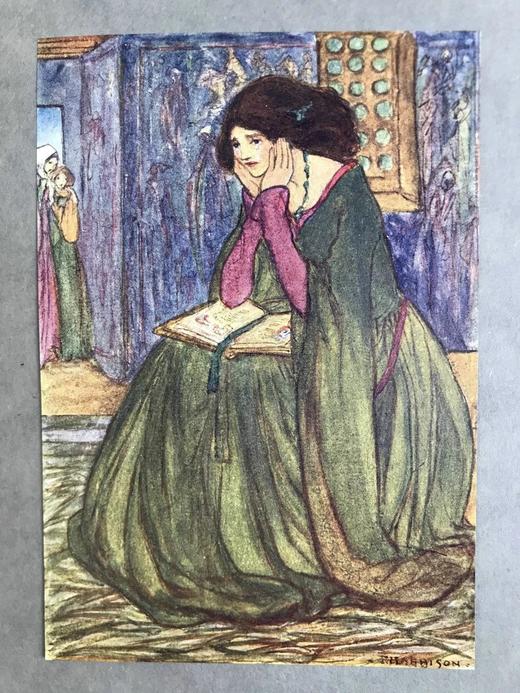 约20世纪早期 克里斯蒂娜·罗塞蒂诗集 弗洛伦斯·哈里森36幅彩色手工贴图34幅黑白插图 漆布精装16开 商品图9