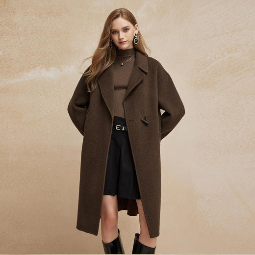 PH91924新款双面呢简约廓形时尚通勤长款羊毛大衣 商品图0