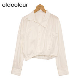 oldcolour纯色短款衬衫春季新款设计感百搭长袖上衣女P12013292